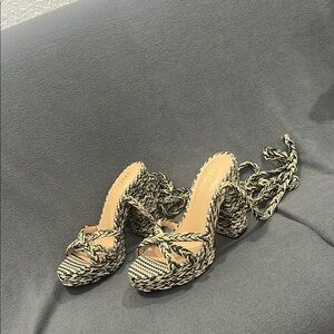 INC Black and Cream Women's Platform Sandals